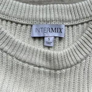 INTERMIX Sweaters Intermix Cropped Ivory Cotton Sweater Size